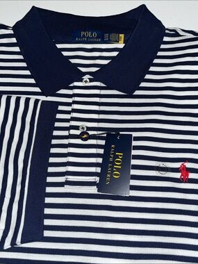 Polo Ralph Lauren Shirt Men's 4XB Blue Stripe Blue White Cotton Classic Fit $125